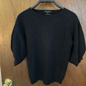 Massimo Dutti Black Crew Neck Puff Sleeve Short Sleeve Sweater